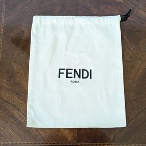 Authentic FENDI 13" X 11" Drawstring Dust Bag Storage Bag Cream Color